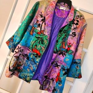 Vintage Boho Asian style silk blazer jacket
